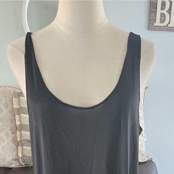 Vintage Black Satin Pleated Bottom Maxi Slip Dress - Picture 2 of 8